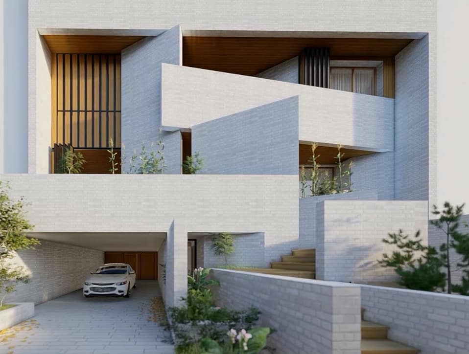 facade render, house in 157th street 