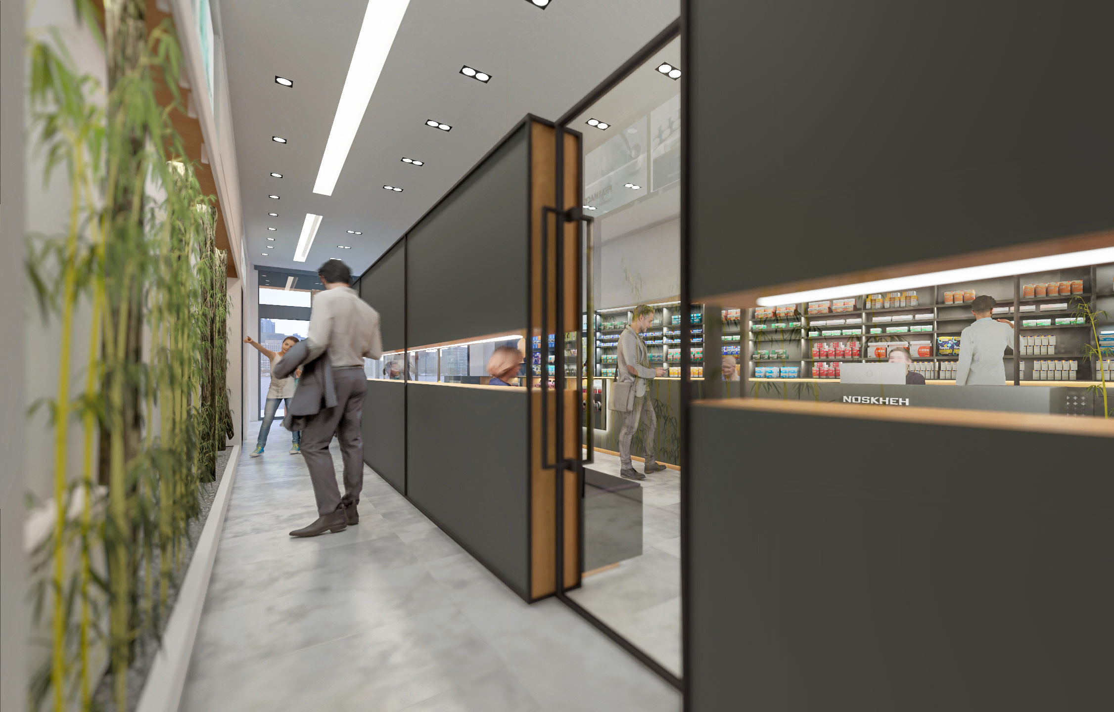 entrance of the clinic , Pharmacy and the Tiny Clinic Above project