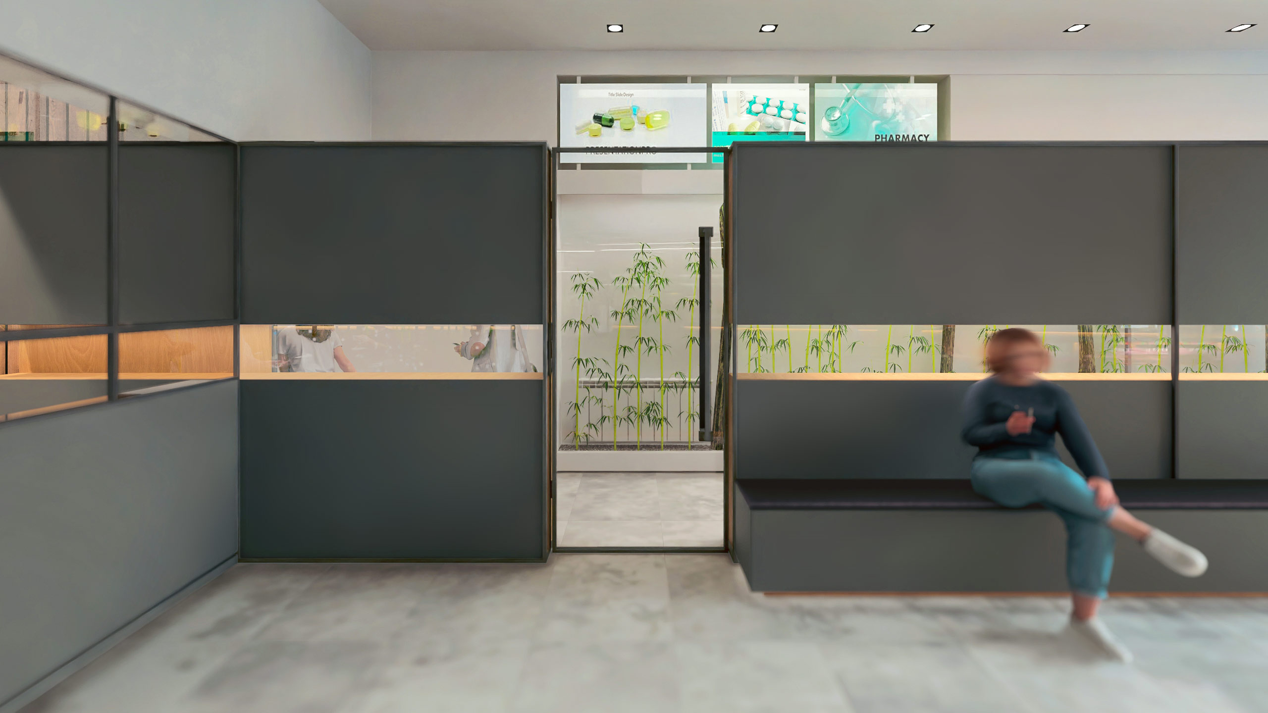 pharmacy, interior render 6, Pharmacy and the Tiny Clinic Above project