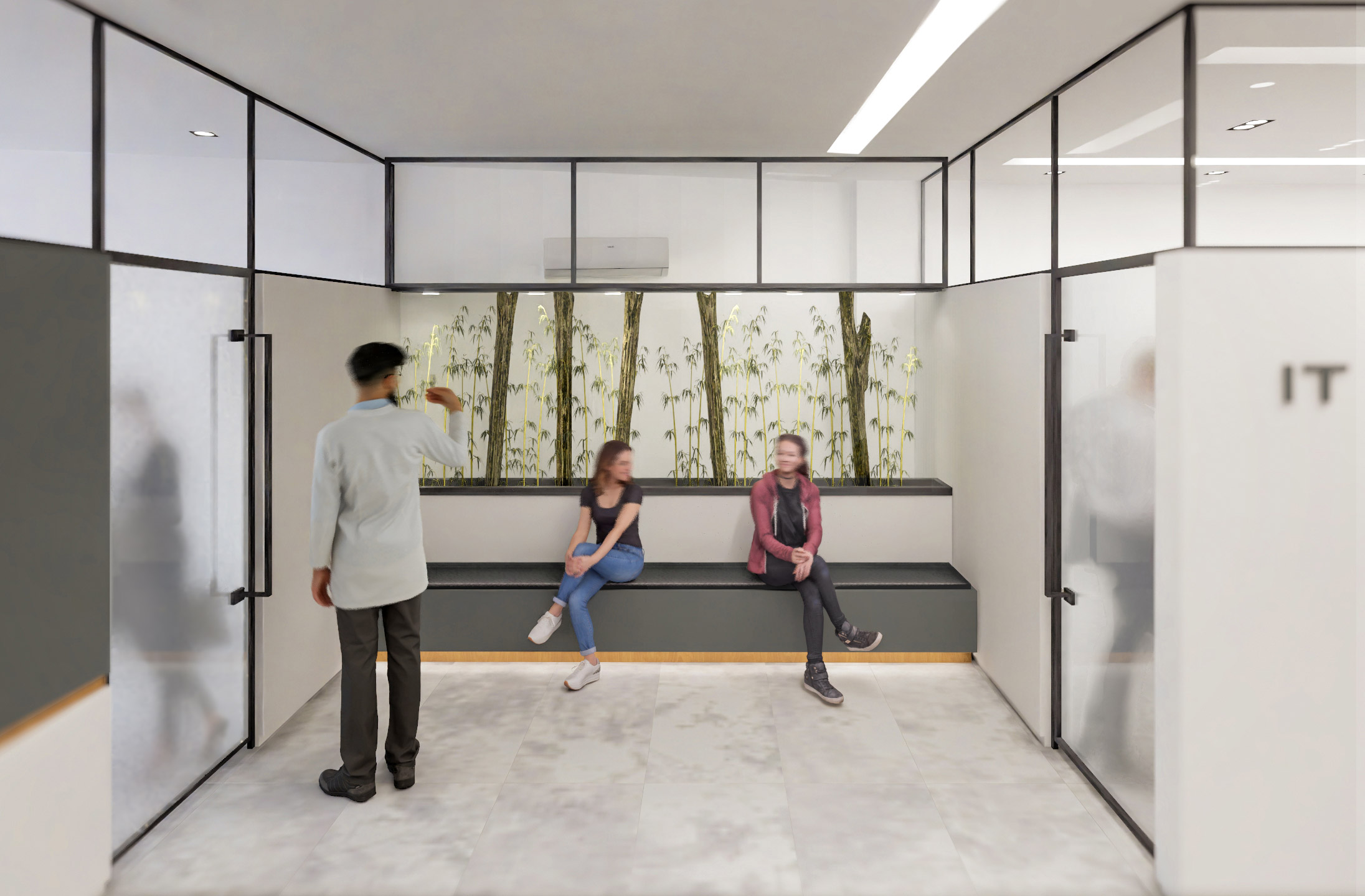 clinic, upper floor, lobby, , Pharmacy and the Tiny Clinic Above project