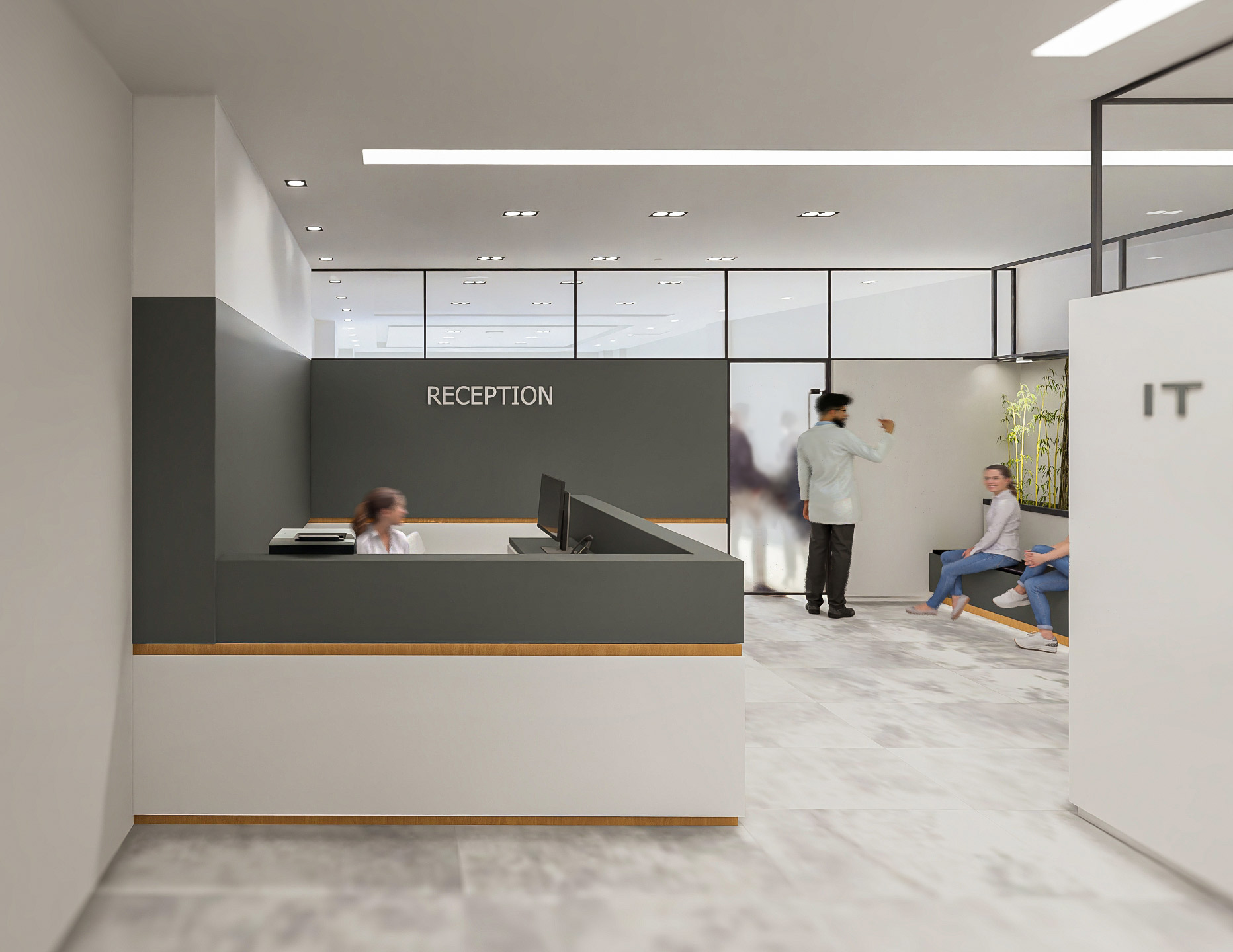 clinic, upper floor, welcome desk, Pharmacy and the Tiny Clinic Above project