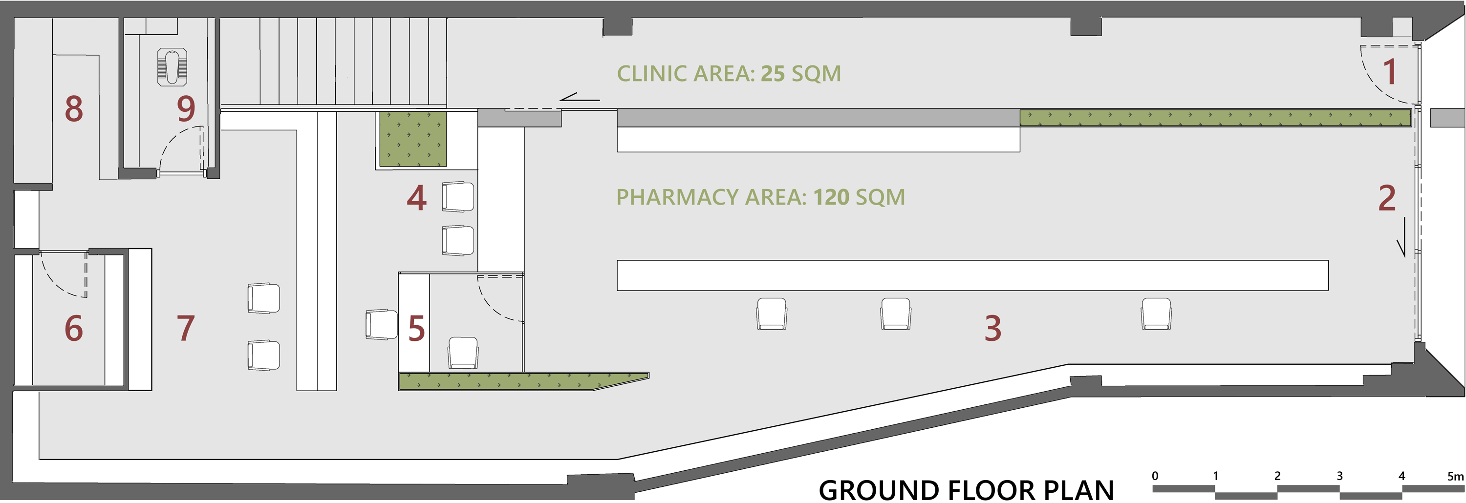 ground floor plan , Pharmacy and the Tiny Clinic Above project