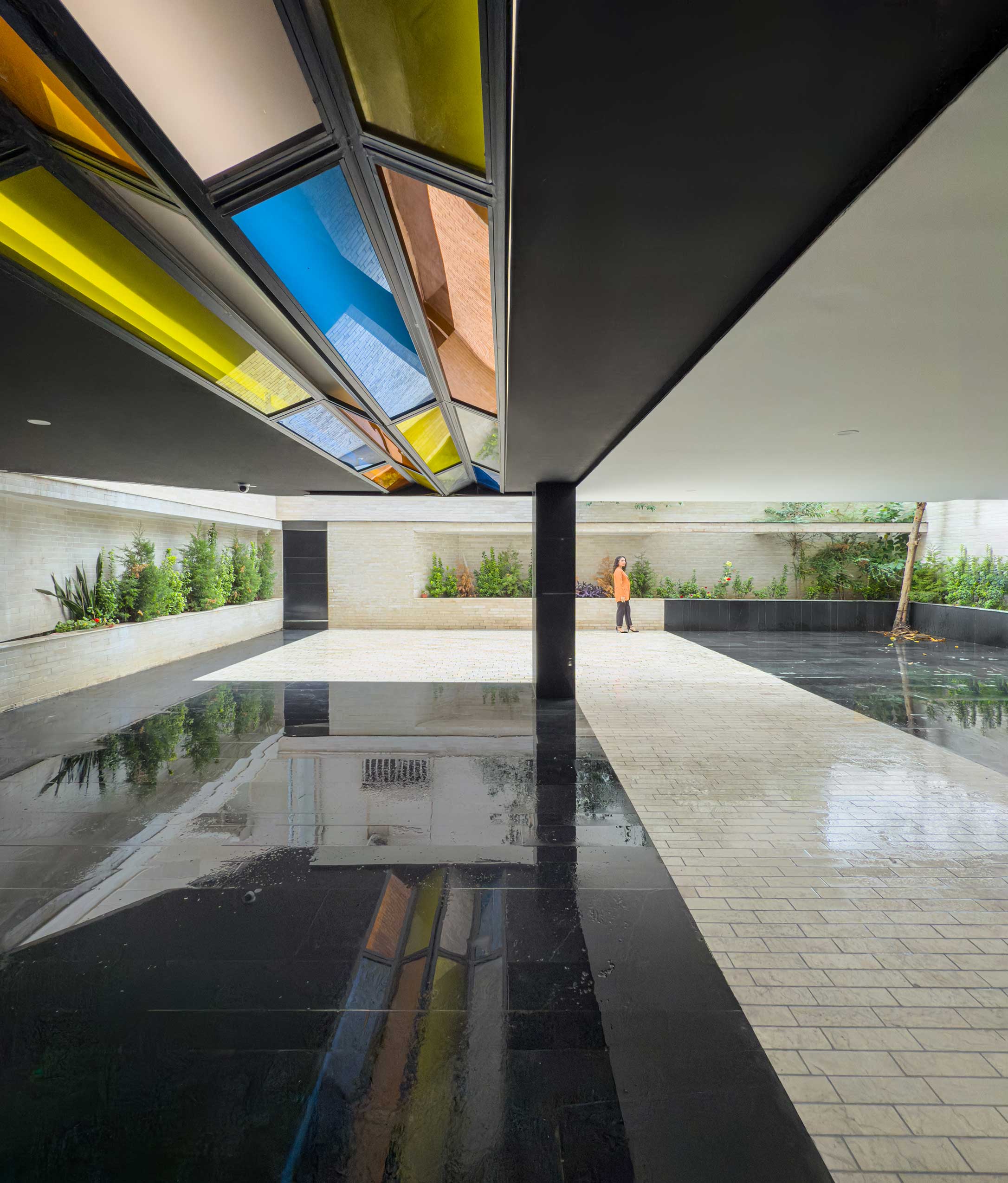 parking lot, yard, the Jameh-Chin (Pleated Veil) Apartment,100 St, Rasht, Iran