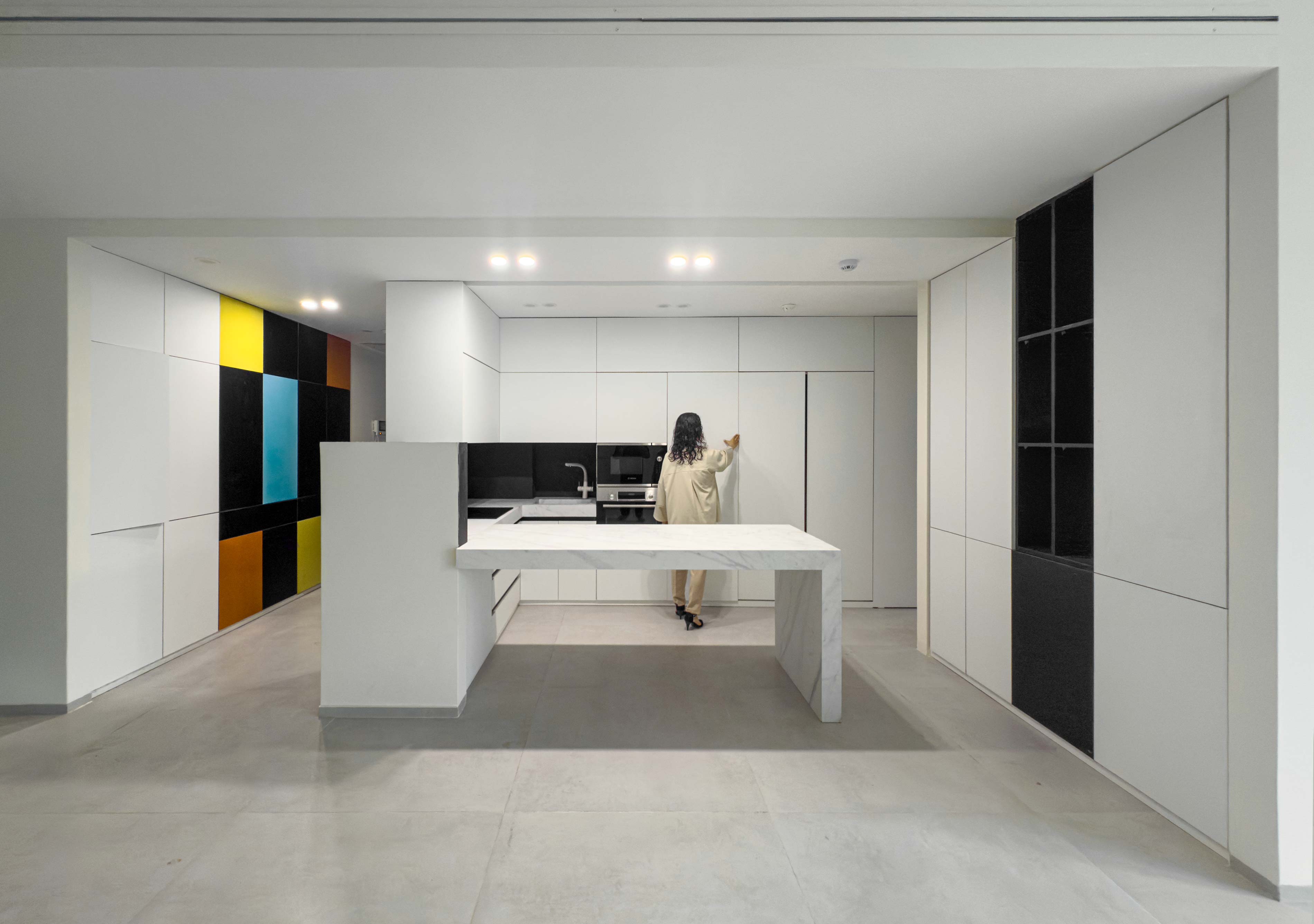 the kitchen, the 1st and 2nd floor, the Jameh-Chin (Pleated Veil) Apartment,100 St, Rasht, Iran