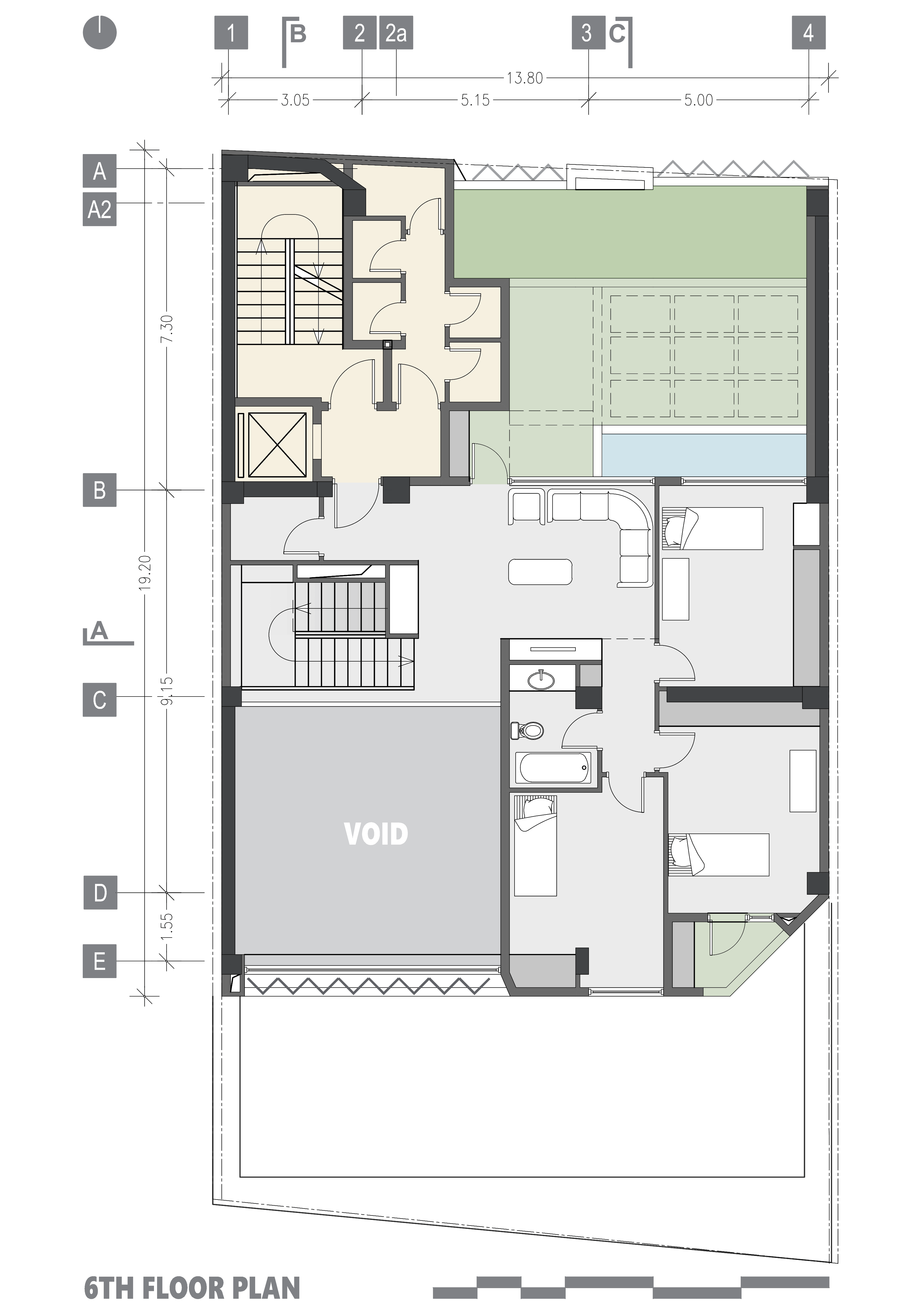 6th floor plan, the Jameh-Chin (Pleated Veil) Apartment,100 St, Rasht, Iran