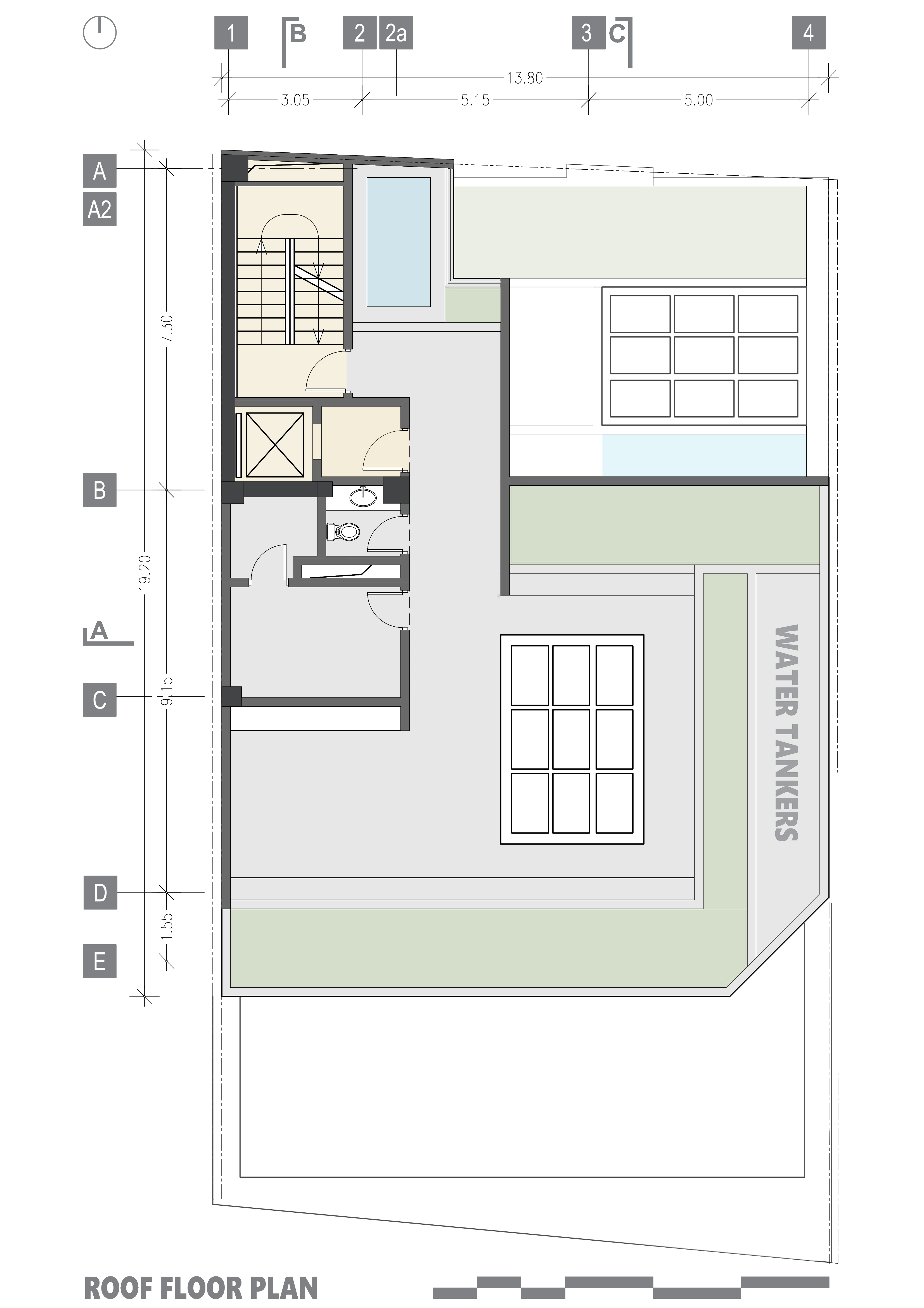 roof floor plan, the Jameh-Chin (Pleated Veil) Apartment,100 St, Rasht, Iran