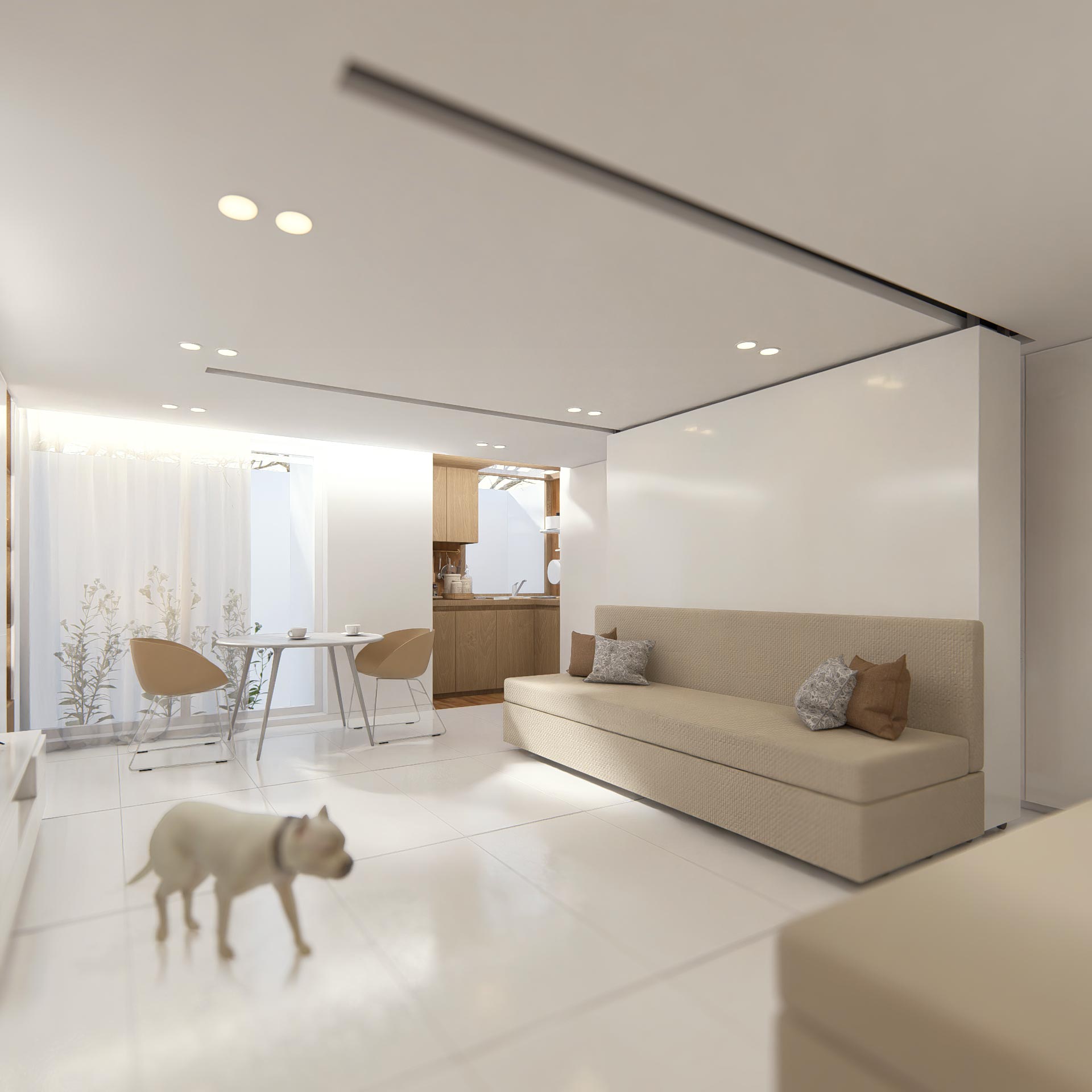 render 1 - mode 1: living time , Tiny Home that Morphs to moments