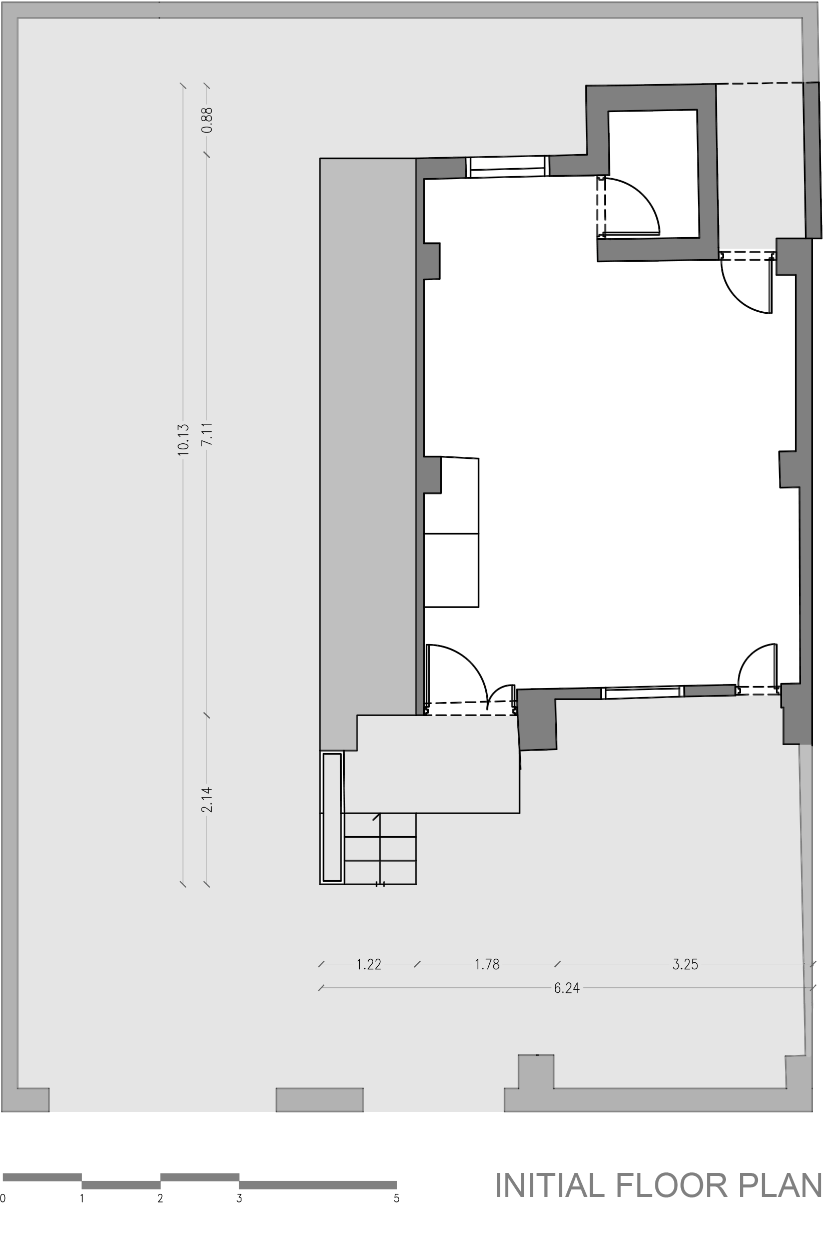 floor plan - initial state , Tiny Home that Morphs to moments