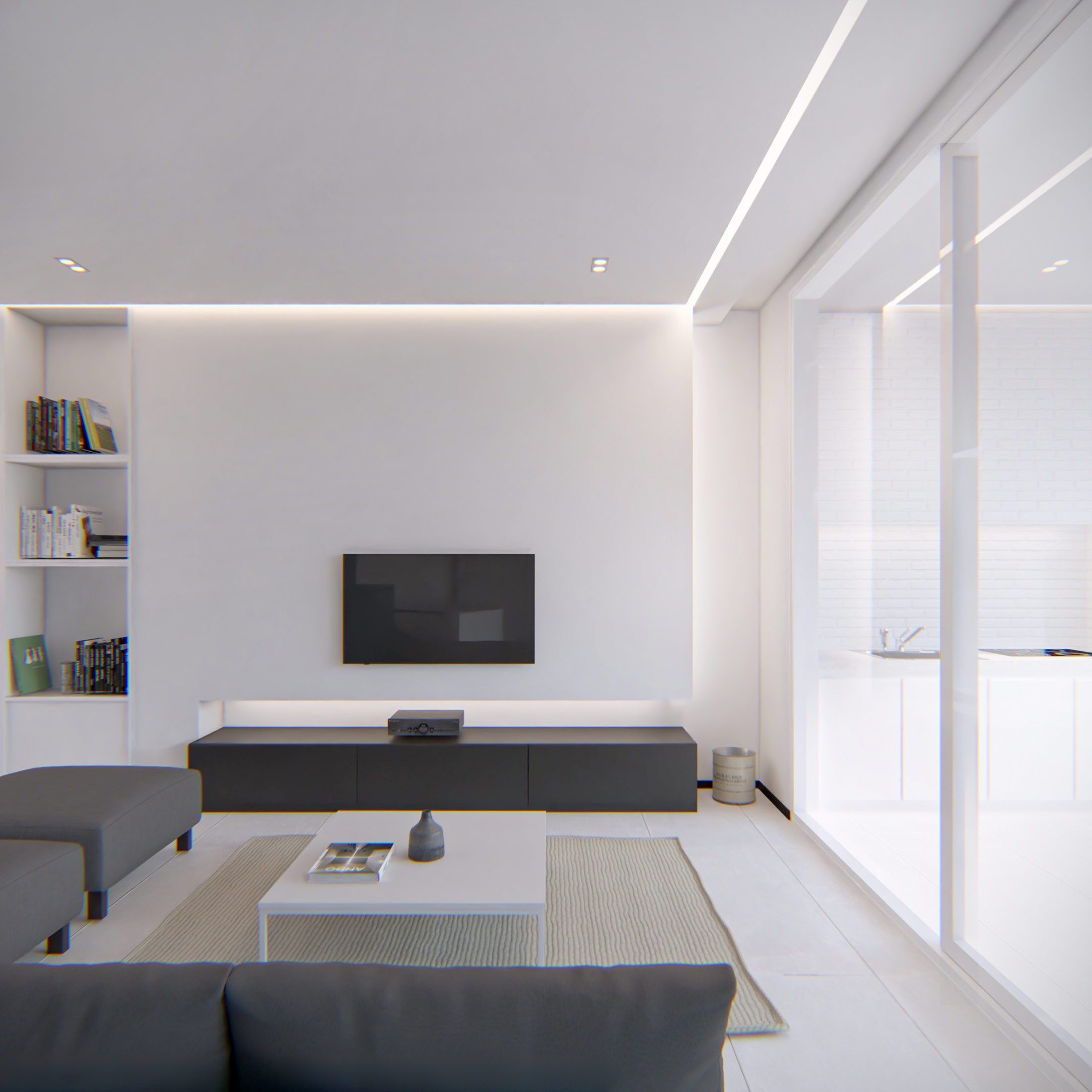 tv room, secound floor , project: two cubes, One villa