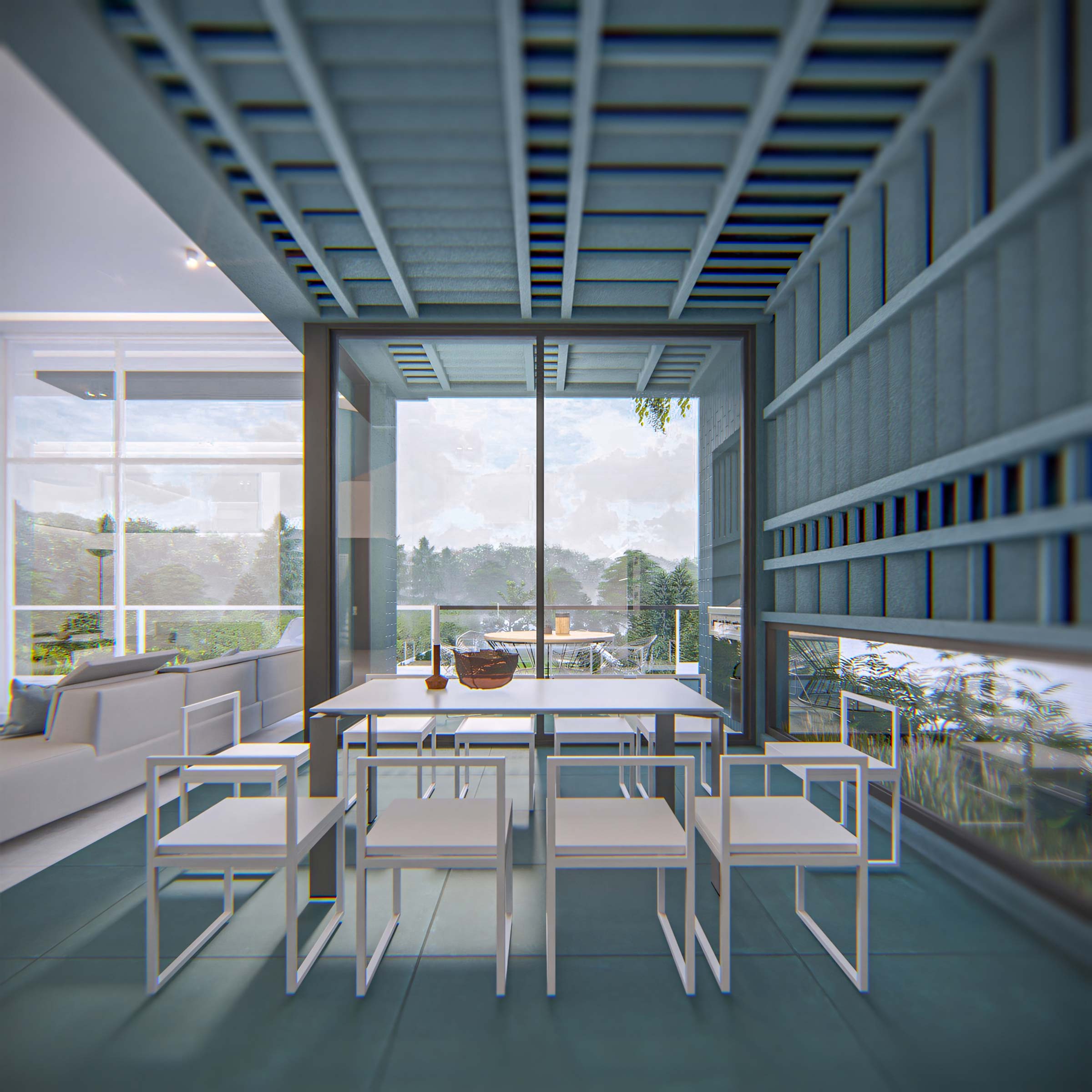 dining room, day interior , project: two cubes, One villa
