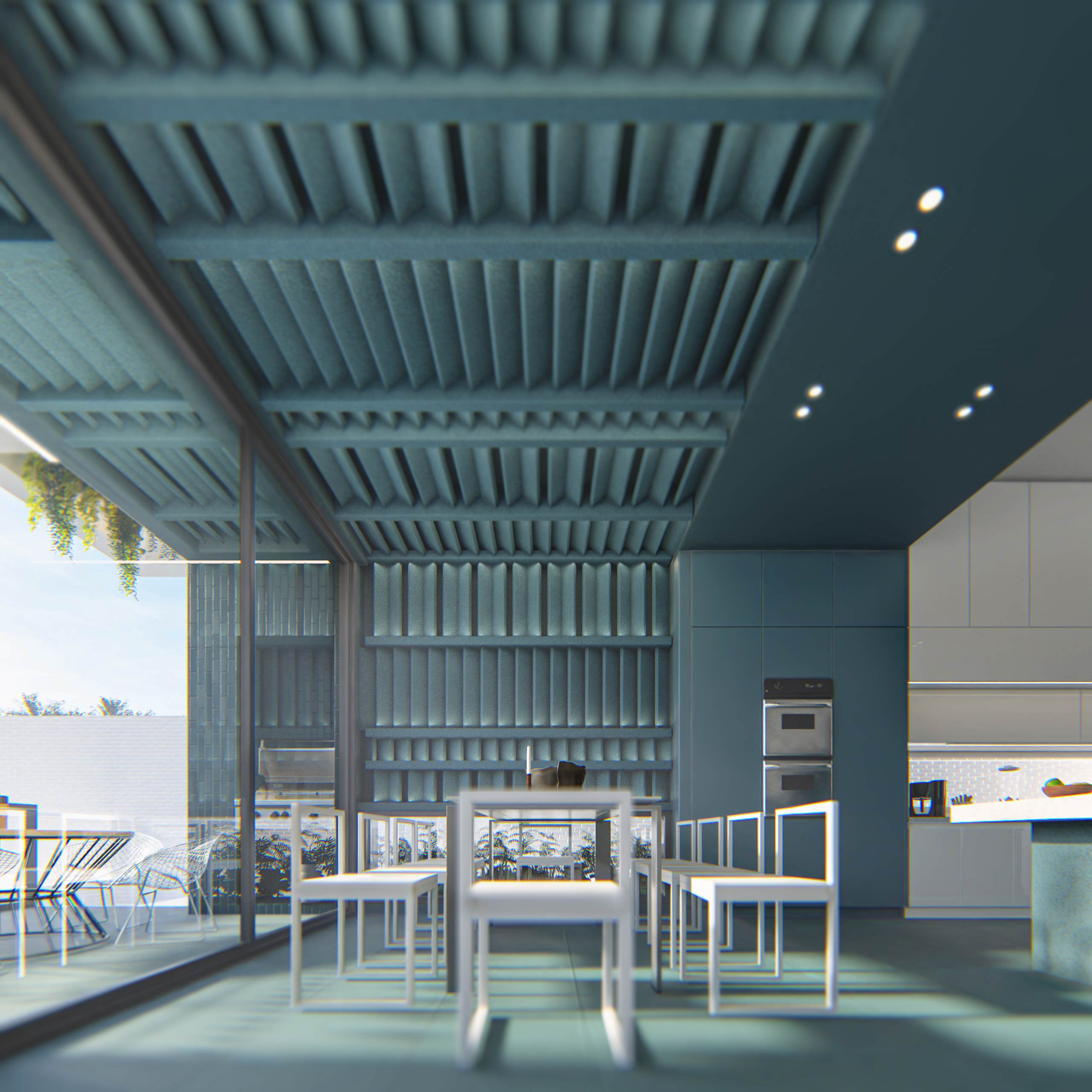 dining room, ground floor, interior , project: two cubes, One villa