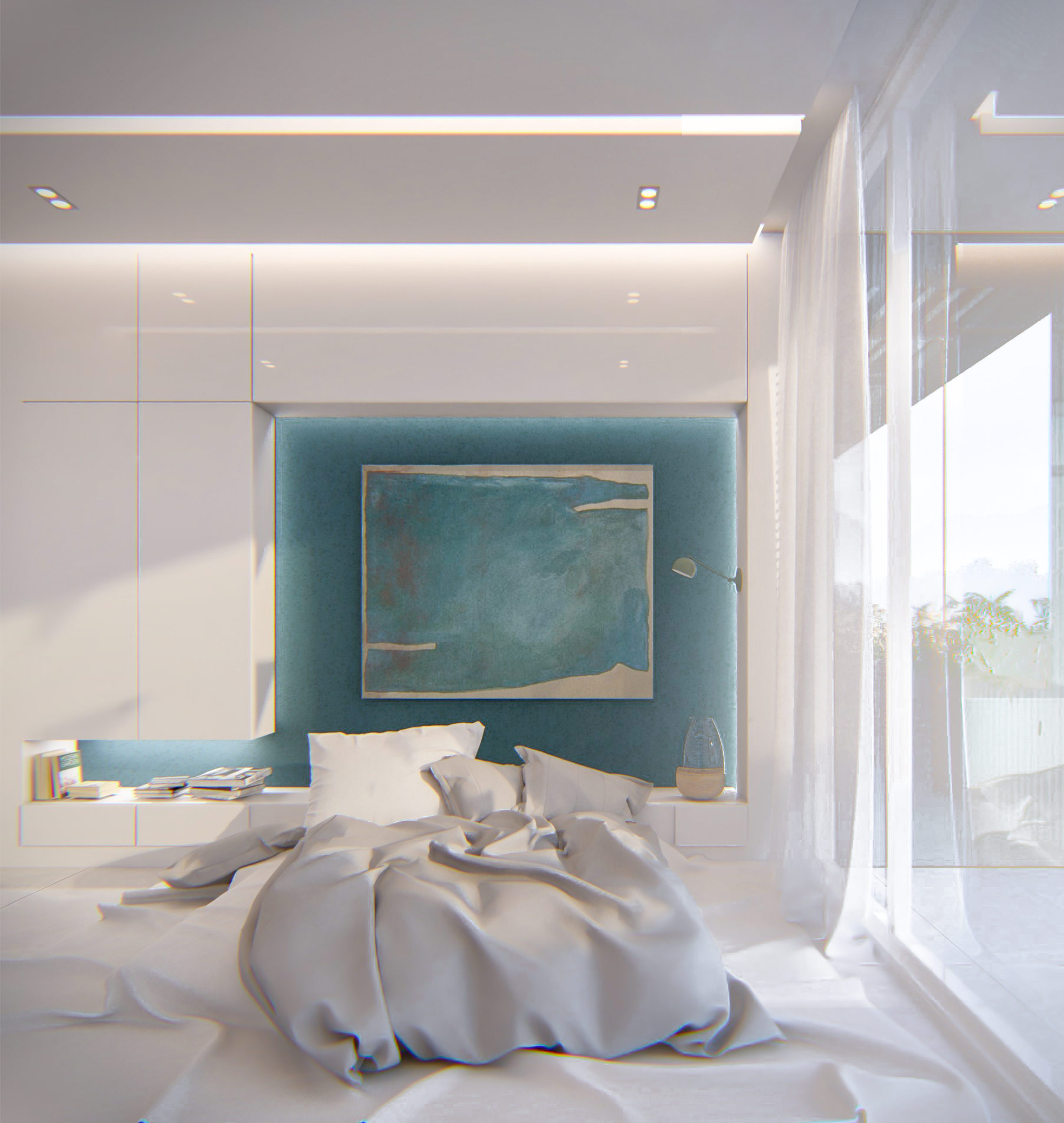 mater bedroom, interior, secound floor , project: two cubes, One villa
