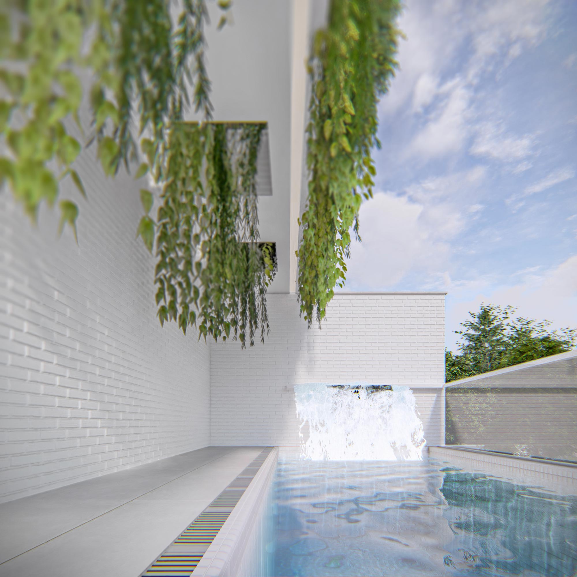 swimming pool, day , project: two cubes, One villa