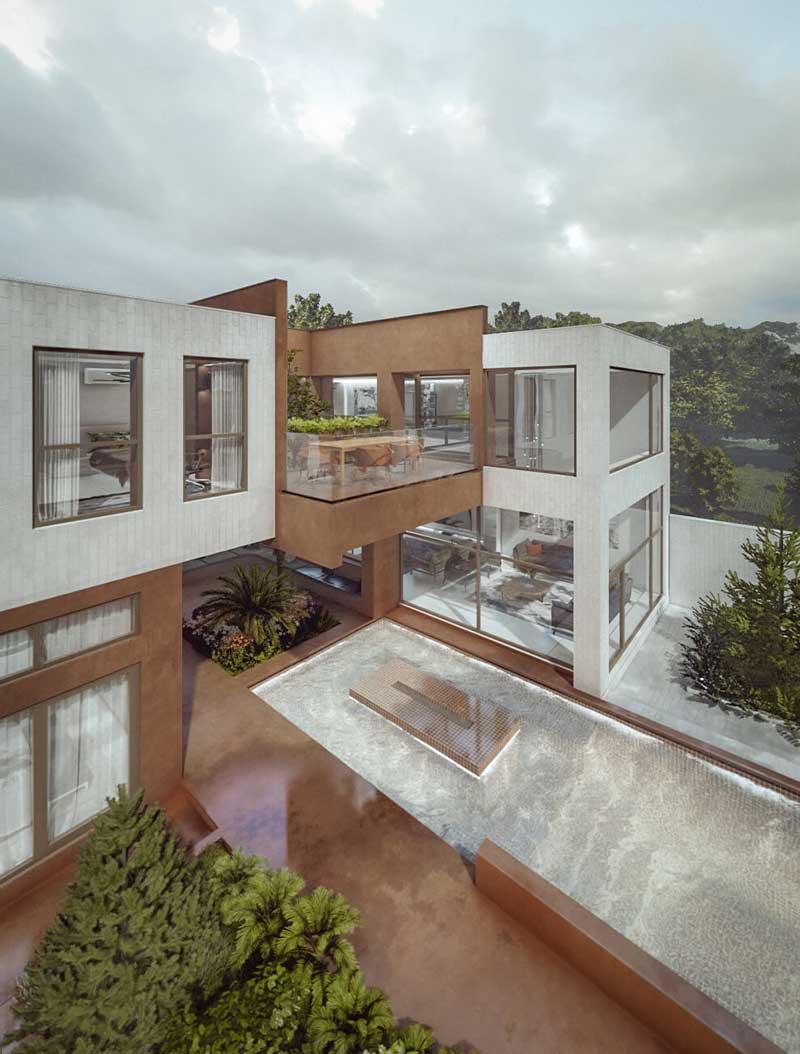 , a villa around a gazebo