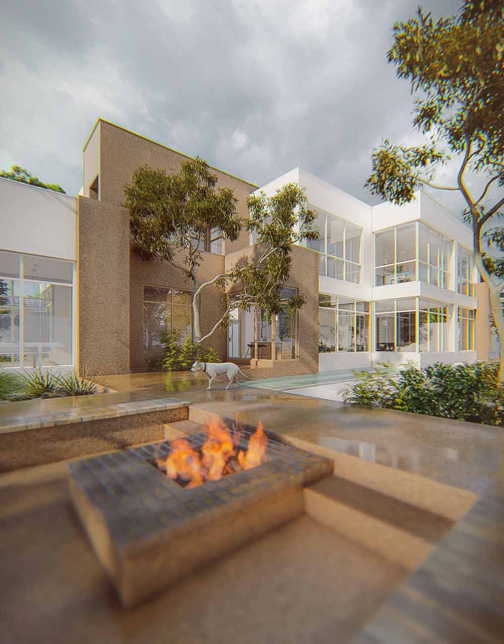 , a villa between two trees