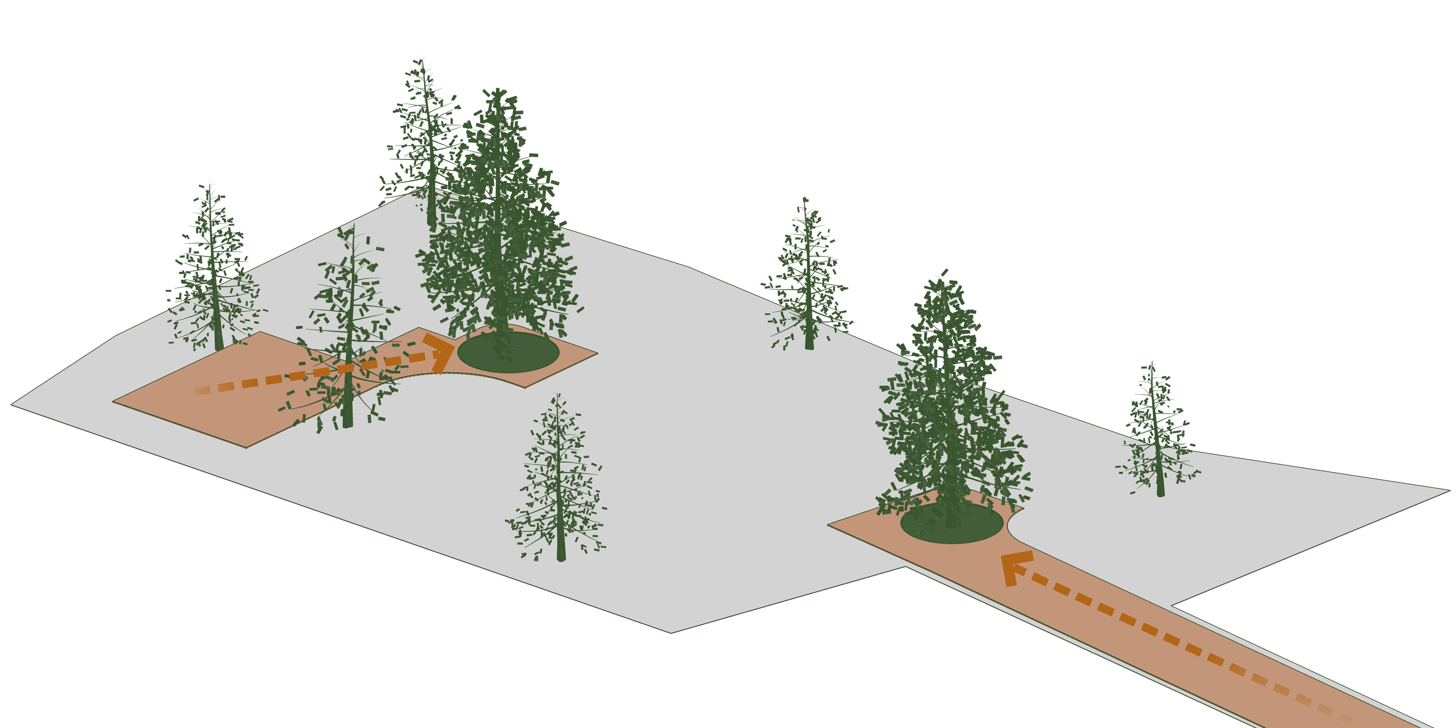 diagrm 2, a villa between two trees