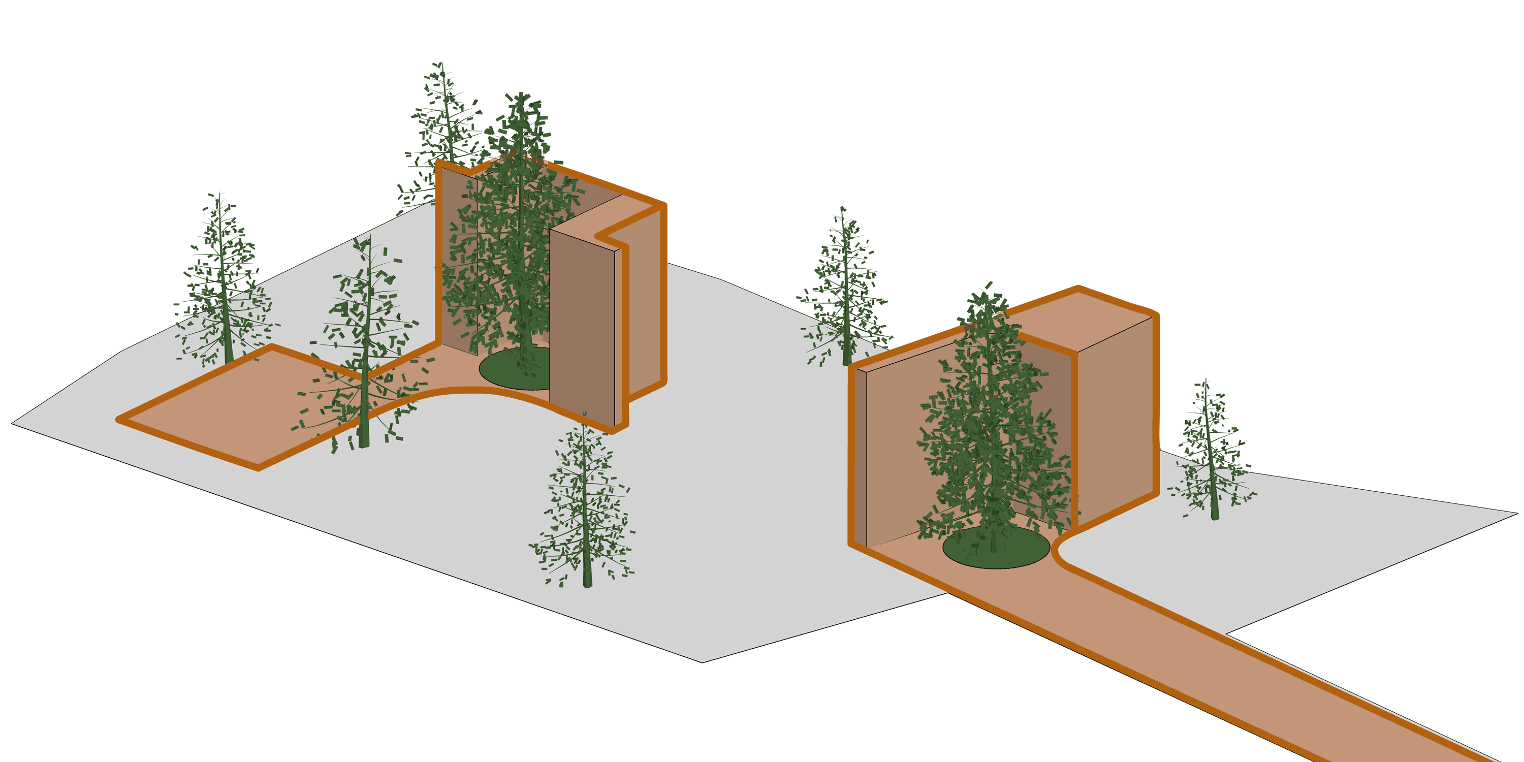 diagrm 3, a villa between two trees