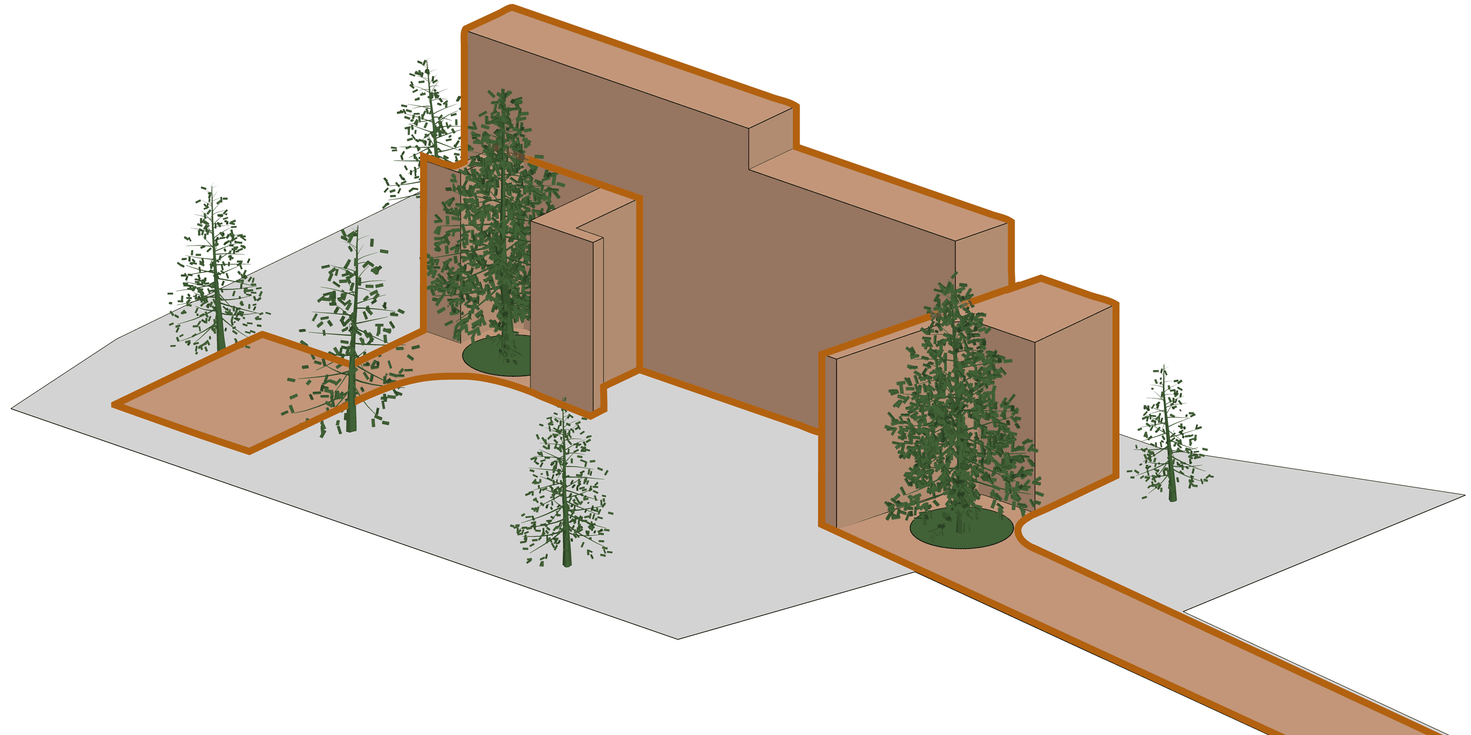 diagrm 4, a villa between two trees