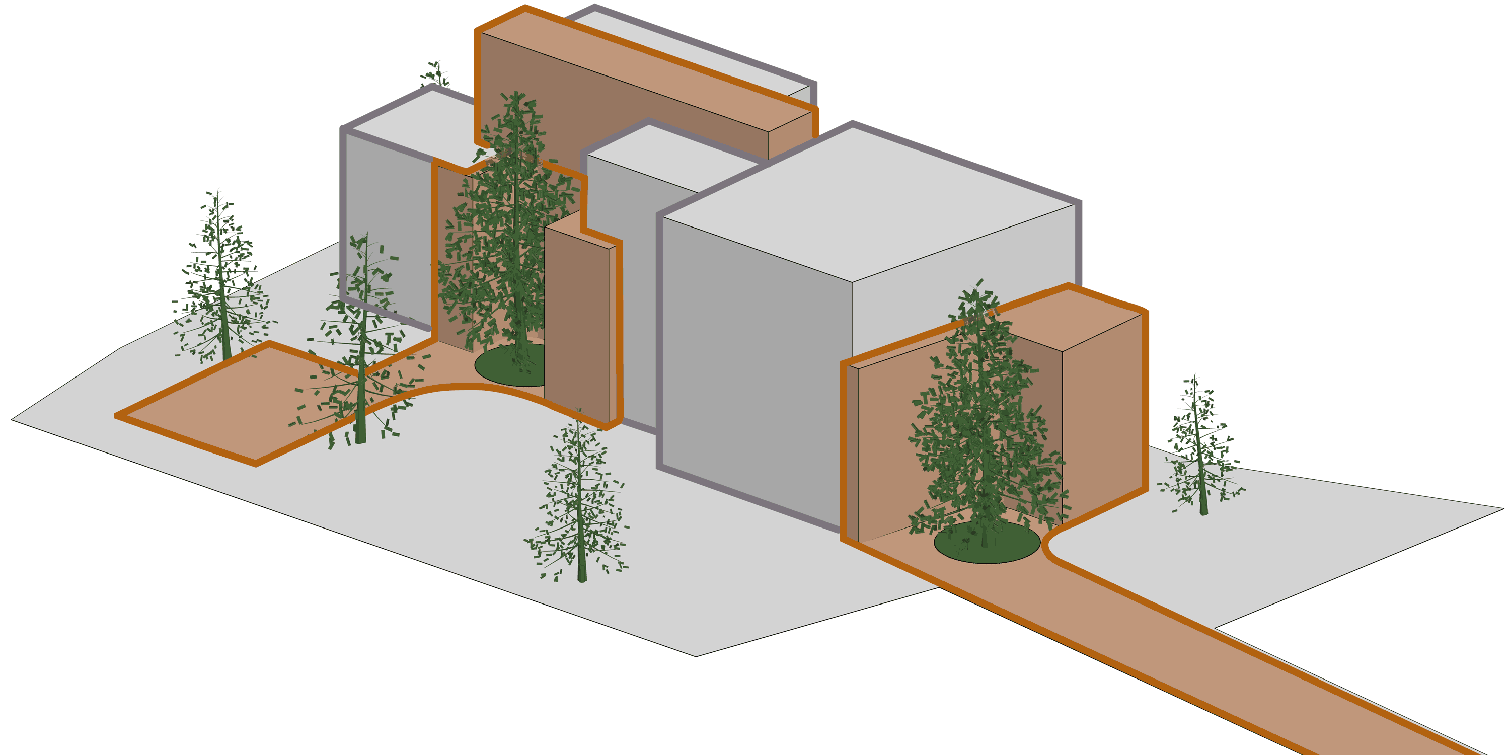 diagrm 5, a villa between two trees