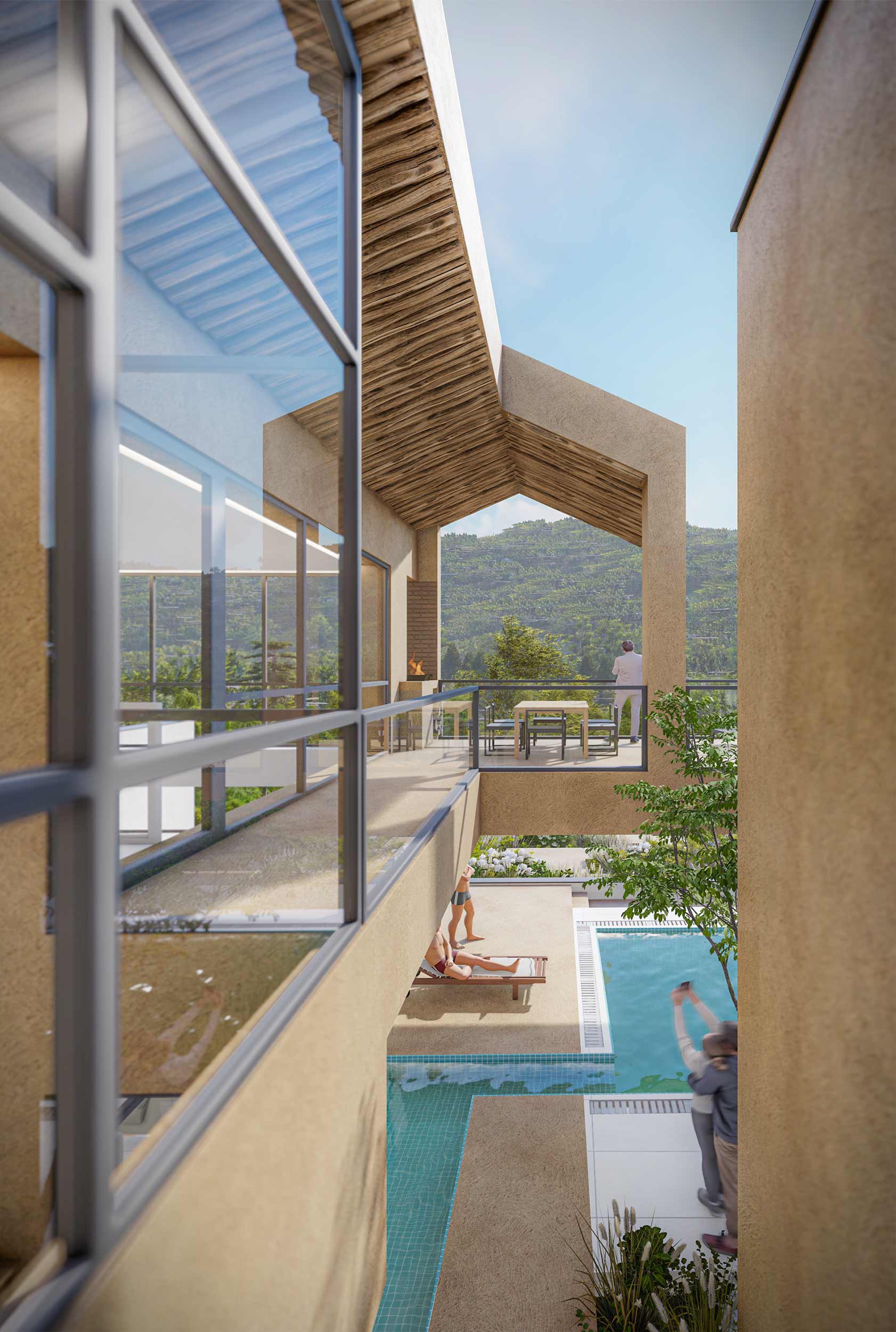 in between space , the balcony, villa in Joukoulbandan