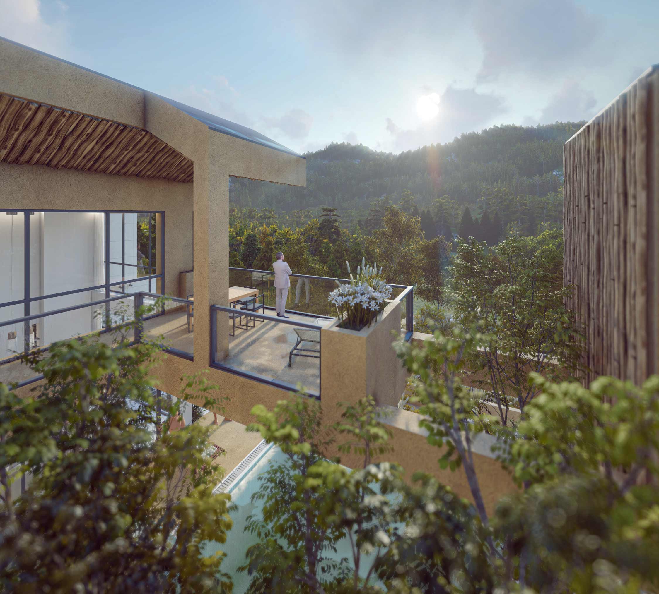 the balcony, villa in Joukoulbandan