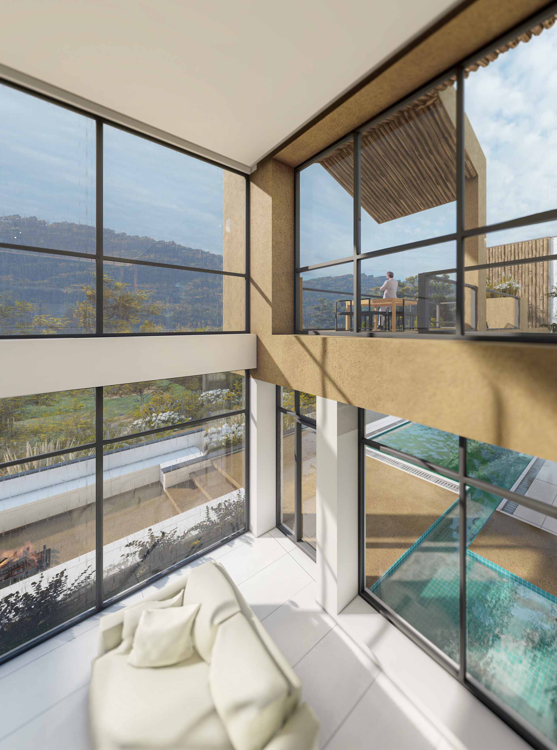 the void and living room, villa in Joukoulbandan