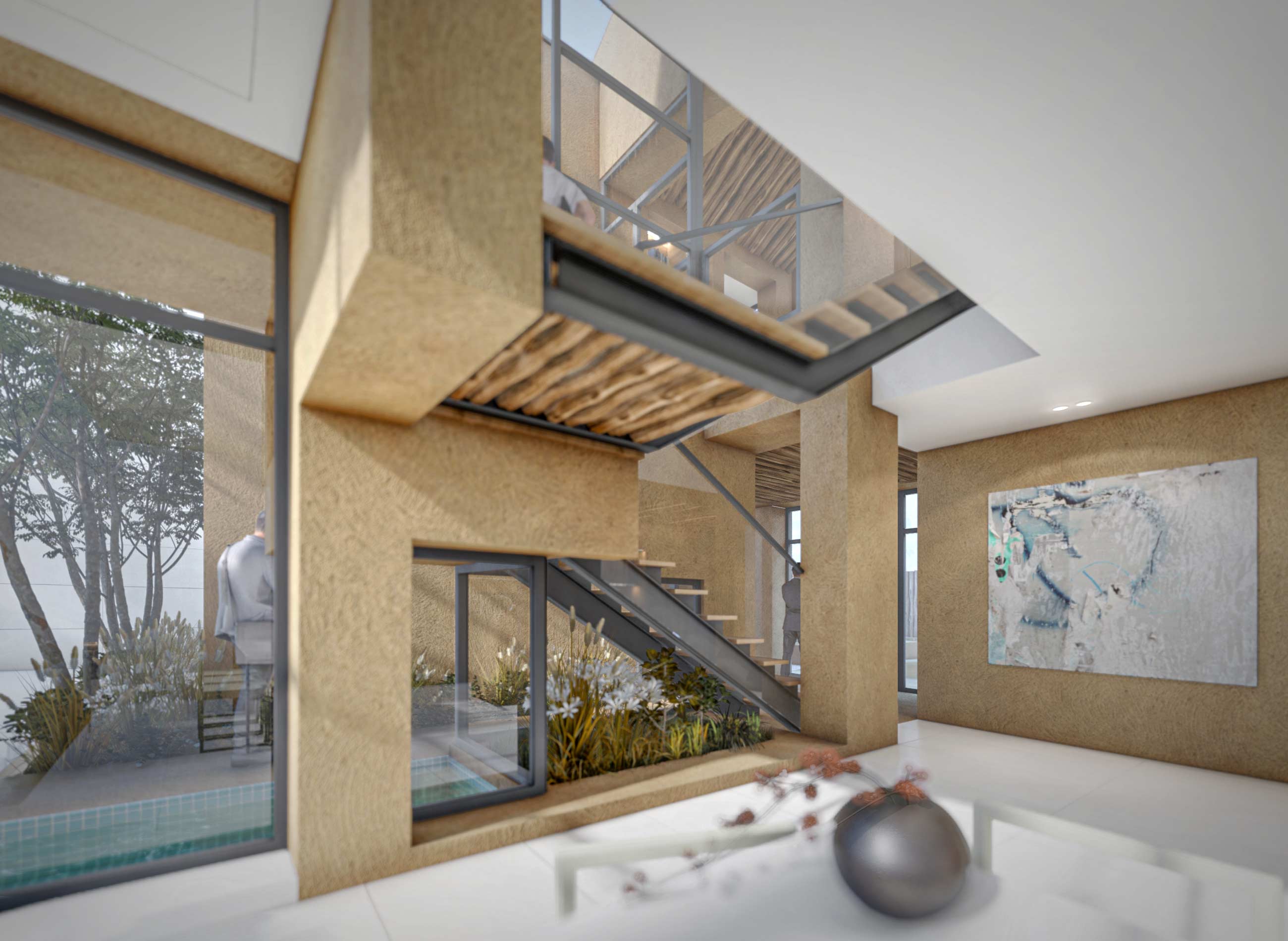 stairs, dining room, villa in Joukoulbandan