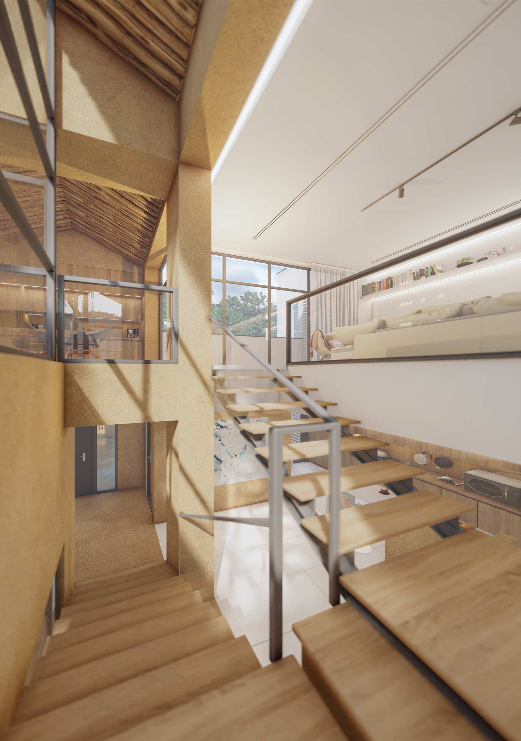 stairs, first floor, villa in Joukoulbandan