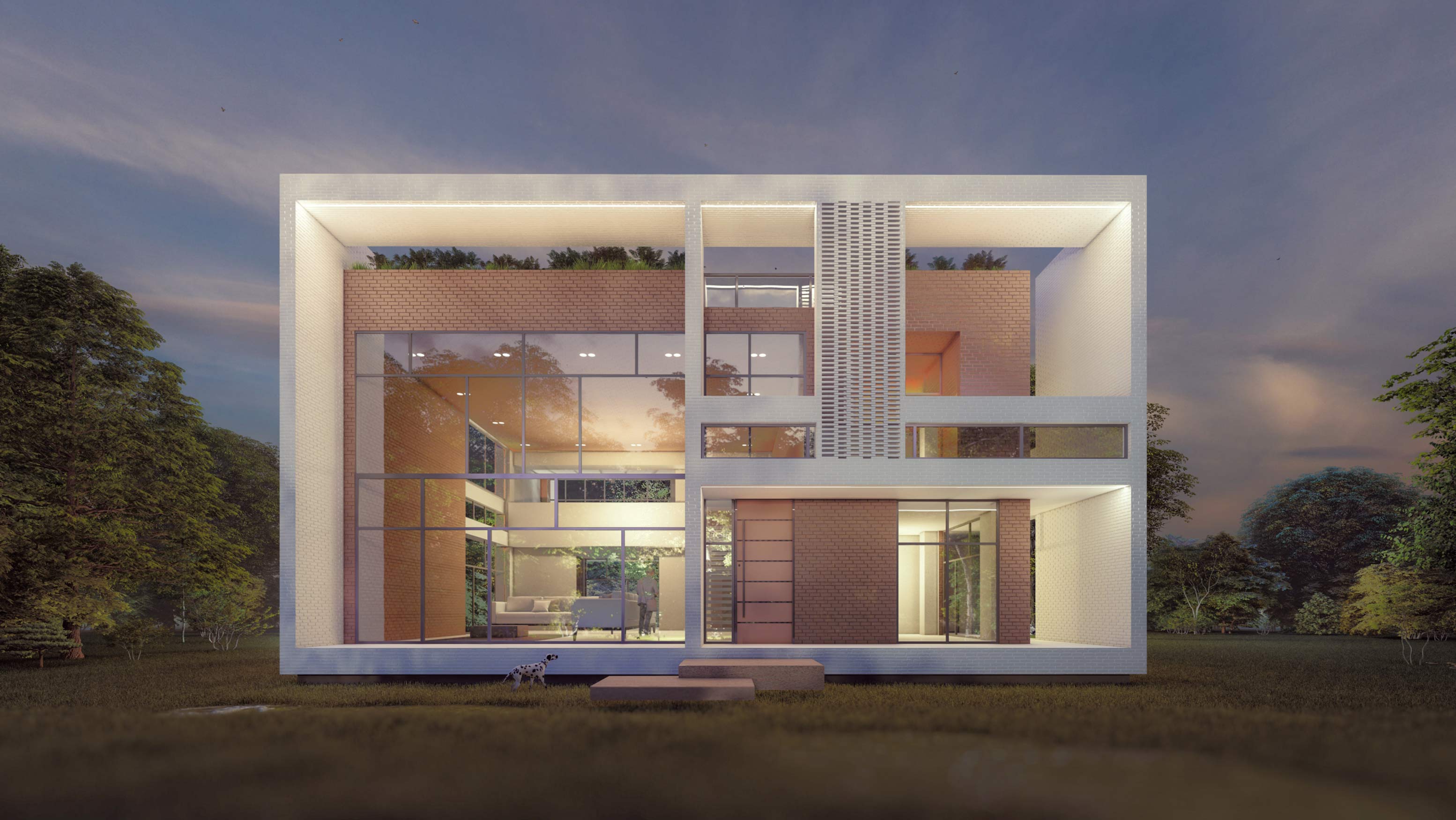 main render, night, A villa in karaj