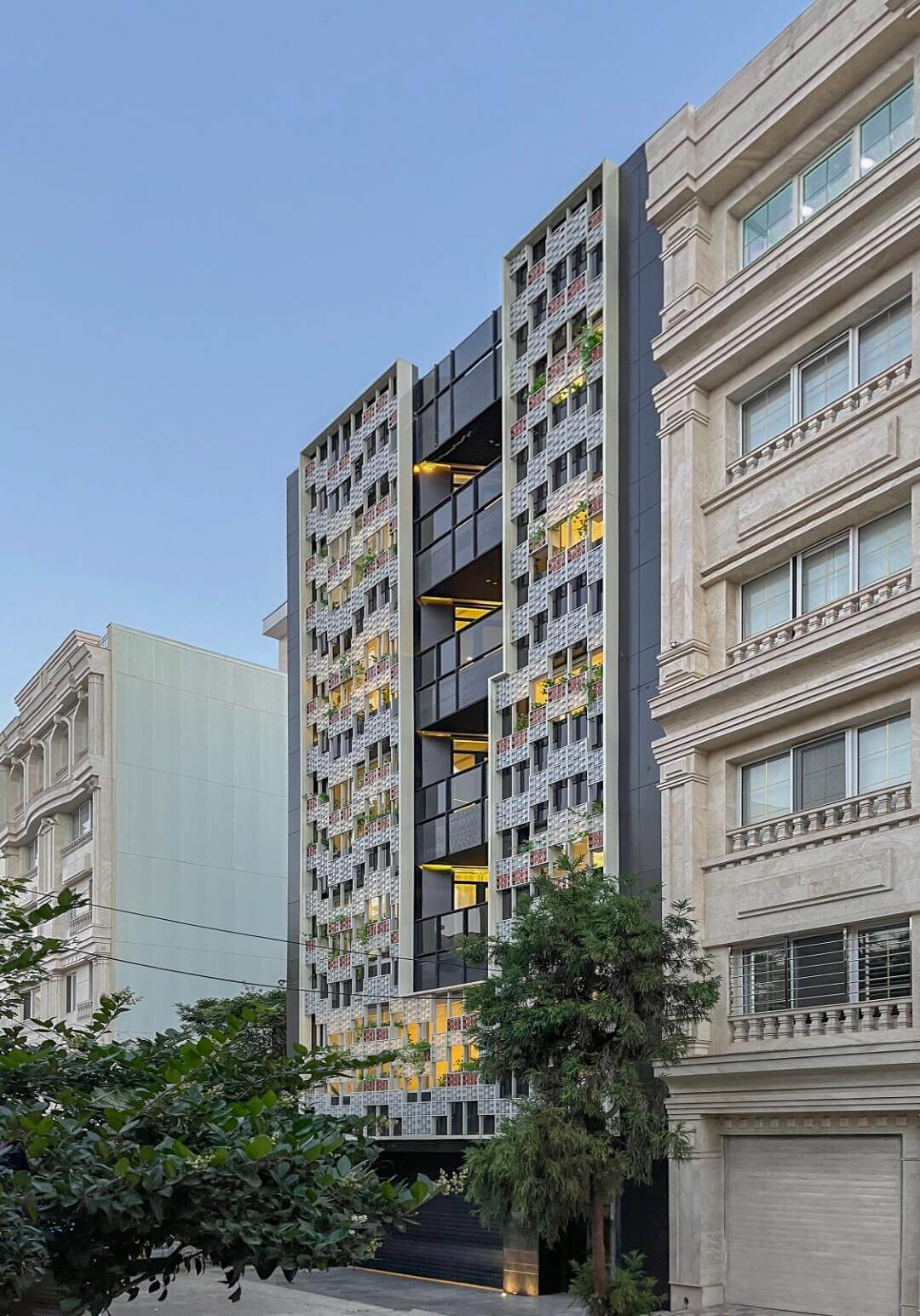 facade and neighbors building, 93 st. residentail aratment, golsar, rasht, iran 